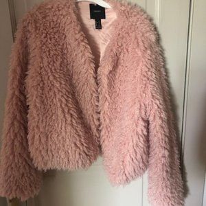 Forever21 Pink Faux Fur Jacket - size L